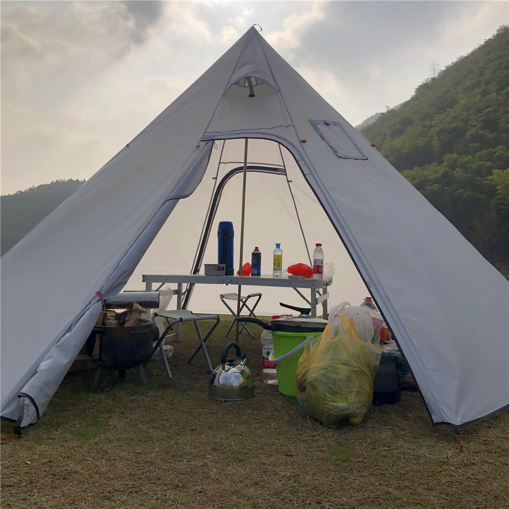 Cheap Goat Tents 5~6 Hot Tent with Fire Retardant Stove Jack for Flue Pipes, 2 Person Lightweight, Teepee Tents for Family Team Outdoor   